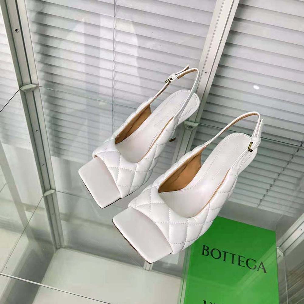 Close-up of padded leather strap on Bottega Veneta Women Padded Slingback Sandal