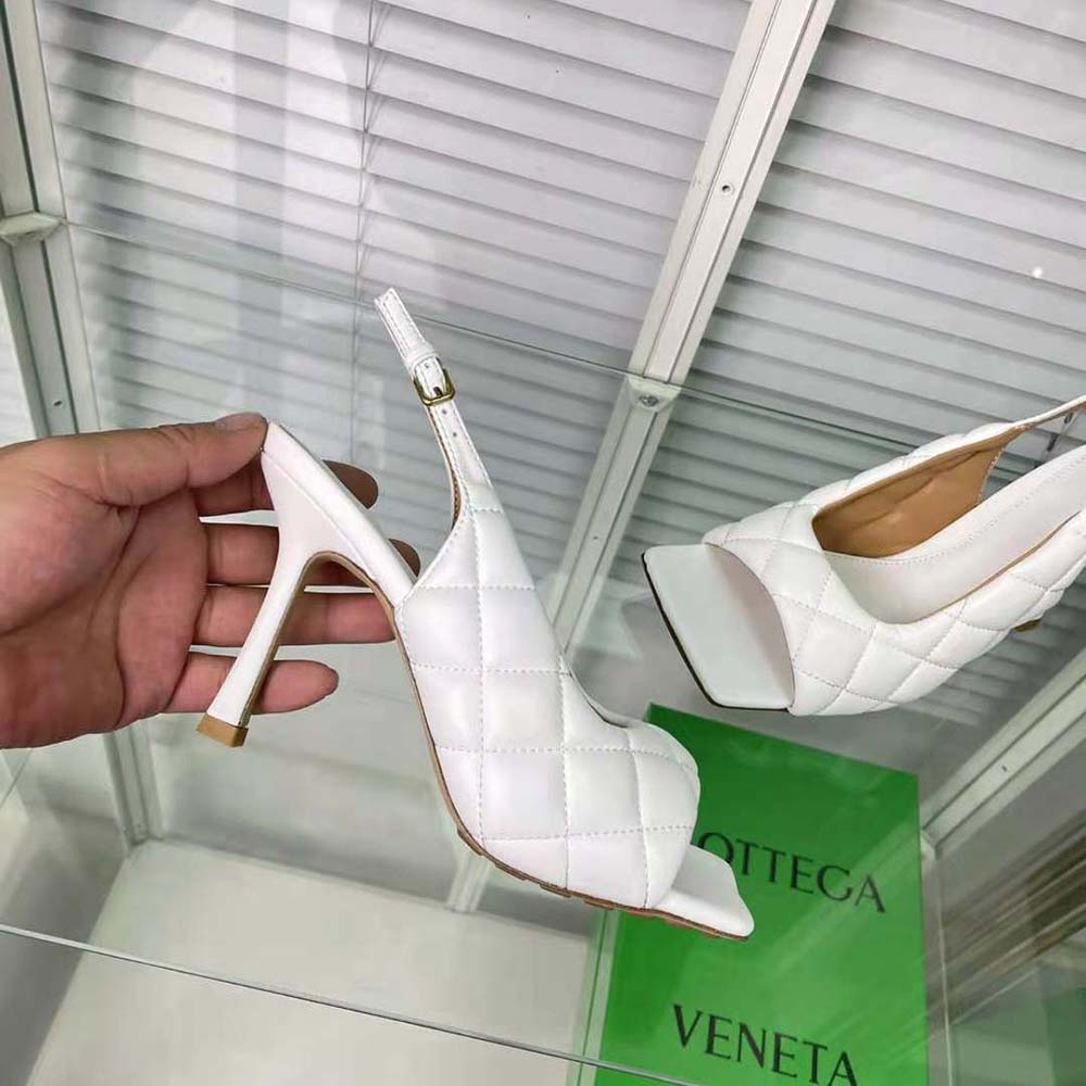 Bottega Veneta Women Padded Slingback Sandal in 9 cm Heel Height-White - image 4