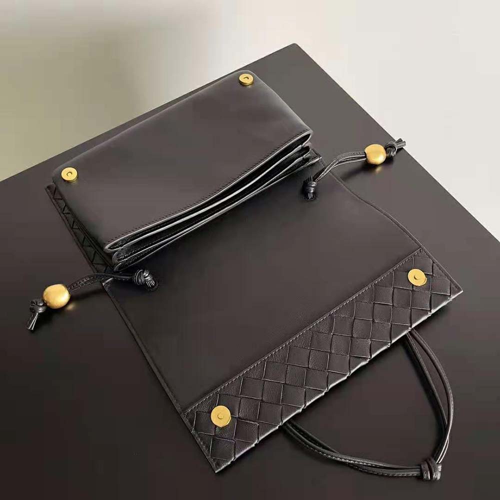 Bottega Veneta Women Trio Pouch On Strap Mini Intrecciato Leather Shoulder Bag-Black - image 10