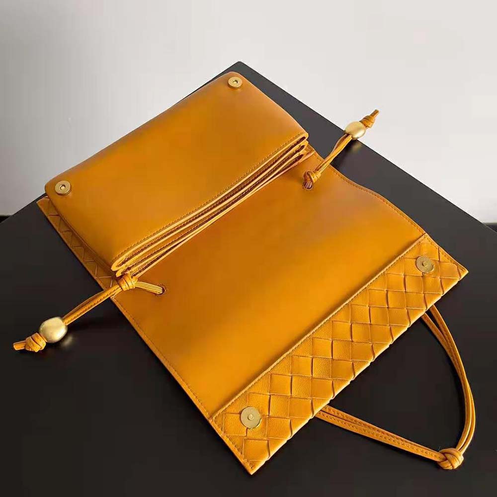 Bottega Veneta Women Trio Pouch On Strap Mini Intrecciato Leather Shoulder Bag-Orange - image 6