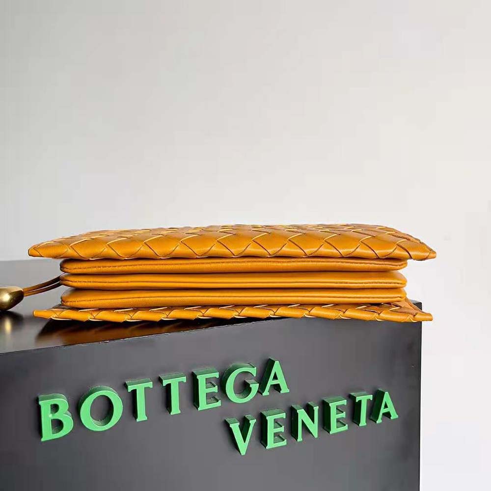 Bottega Veneta Women Trio Pouch On Strap Mini Intrecciato Leather Shoulder Bag-Orange - image 4