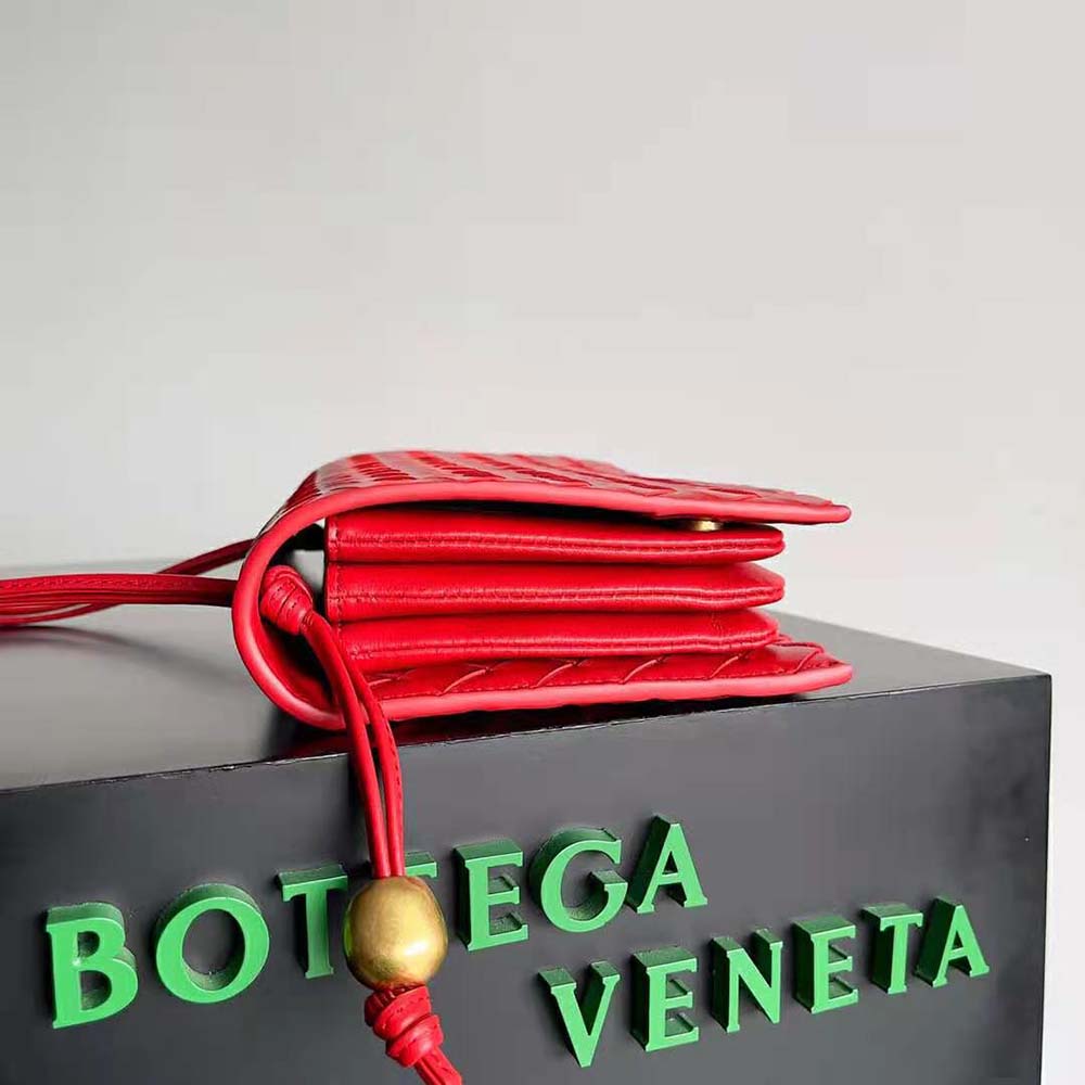 Bottega Veneta Women Trio Pouch On Strap Mini Intrecciato Leather Shoulder Bag-Red - image 4
