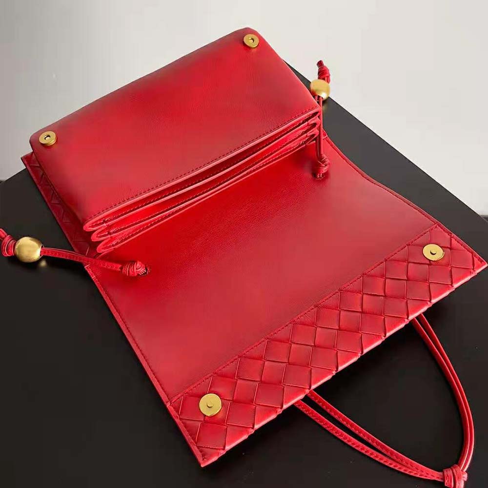 Bottega Veneta Women Trio Pouch On Strap Mini Intrecciato Leather Shoulder Bag-Red - image 5
