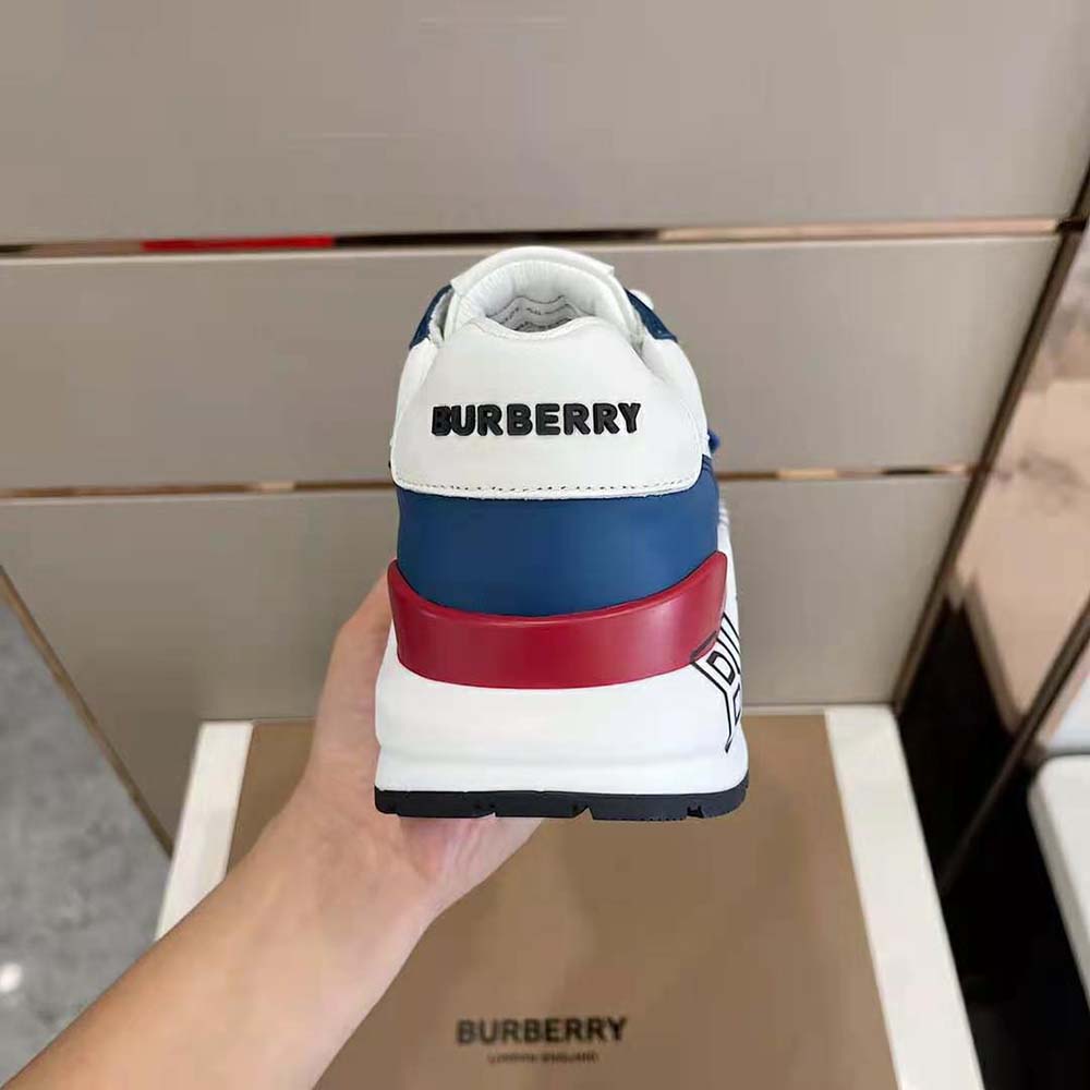 Burberry Men Logo Print Leather Sneakers-Blue - image 9