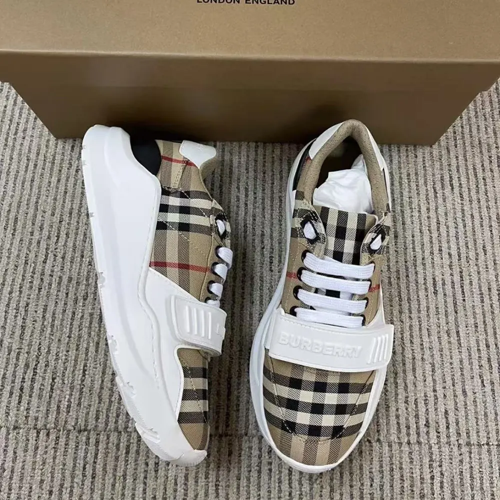 Top-down view showing white leather and suede texture