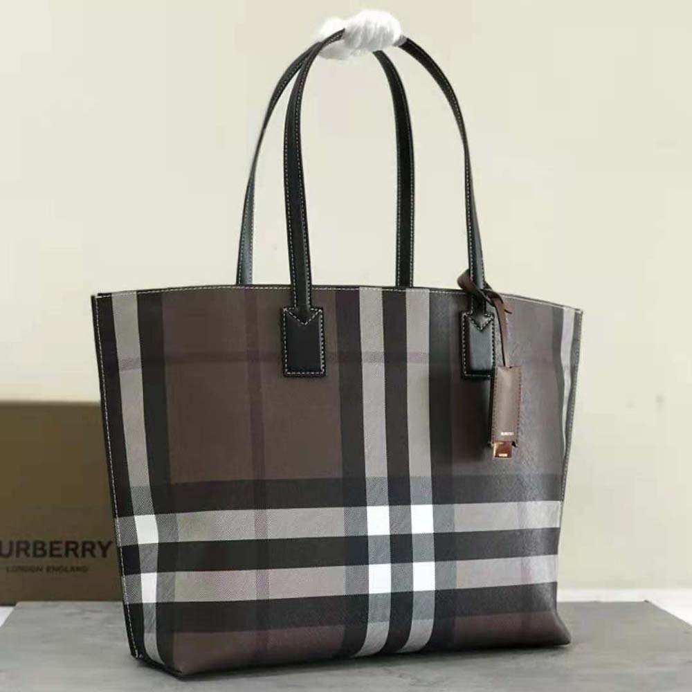Burberry Women Check Tote in Calf Leather - image 4