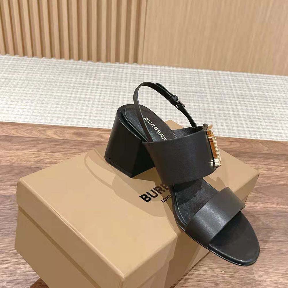 Burberry Women Monogram Motif Leather Sandals-Black - image 5