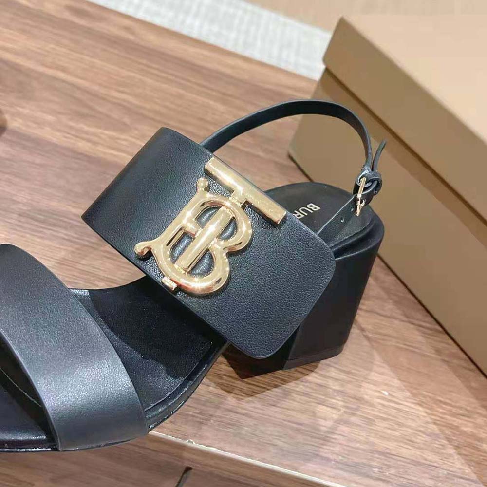 Burberry Women Monogram Motif Leather Sandals-Black - image 8