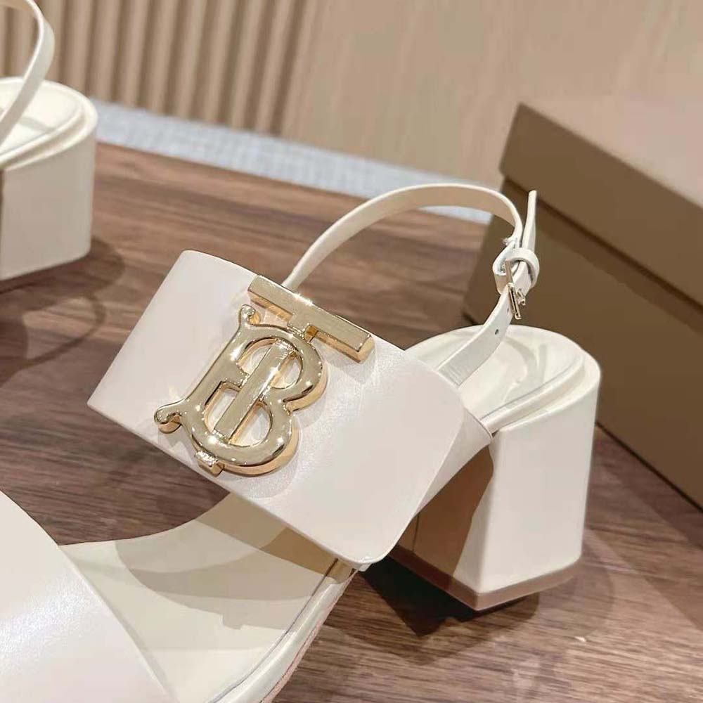 Burberry Women Monogram Motif Leather Sandals-White - image 8