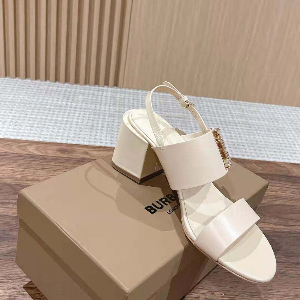 Burberry Women Monogram Motif Leather Sandals-White - image 5