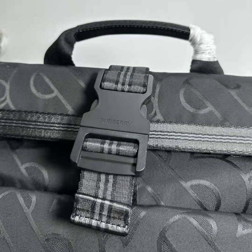 Burberry Men Orville Backpack with Raised Burberry Lettering at Front-Black - image 6