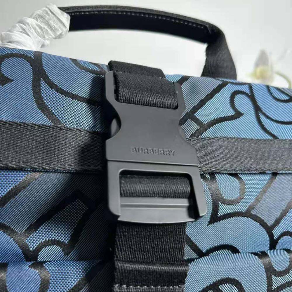 Burberry Men Orville Backpack with Raised Burberry Lettering at Front-Navy - image 10