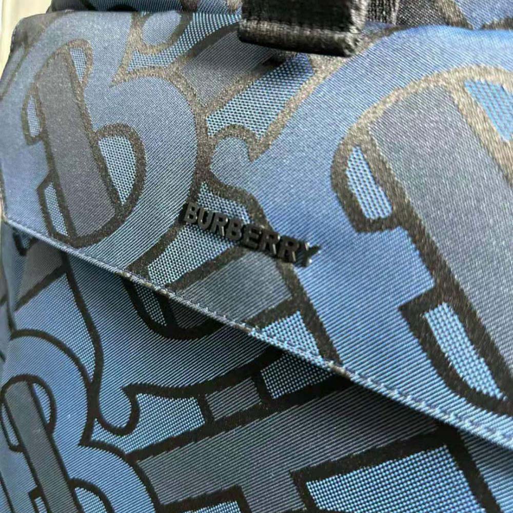Burberry Men Orville Backpack with Raised Burberry Lettering at Front-Navy - image 9