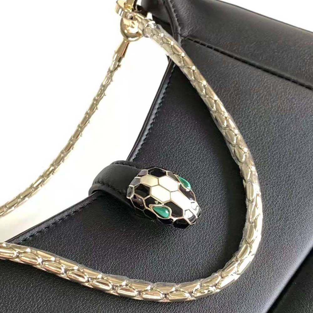 Bvlgari Women Serpenti Baia Small Shoulder Bag in Calf Leather-Black - image 7