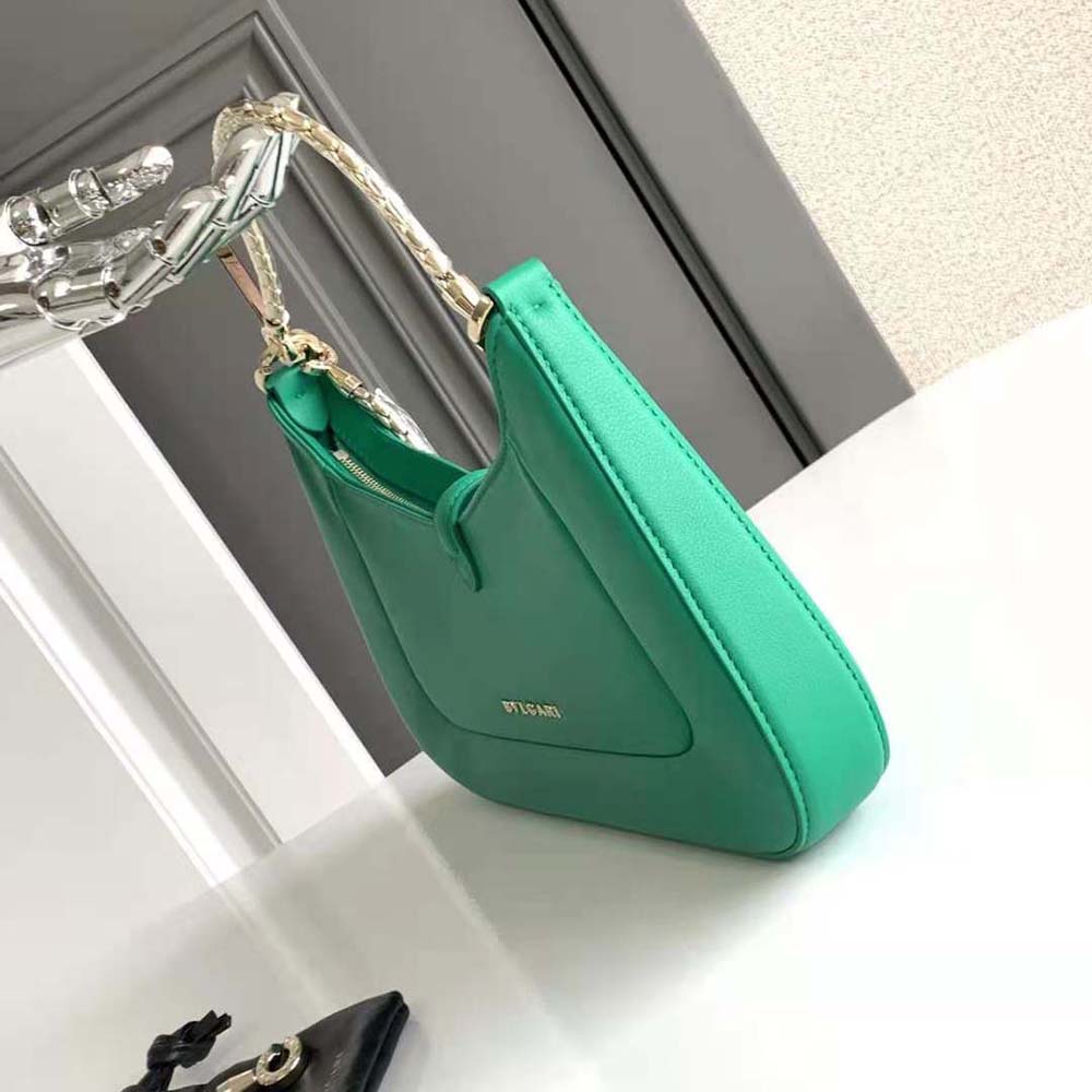 Bvlgari Women Serpenti Baia Small Shoulder Bag in Calf Leather-Green - image 4