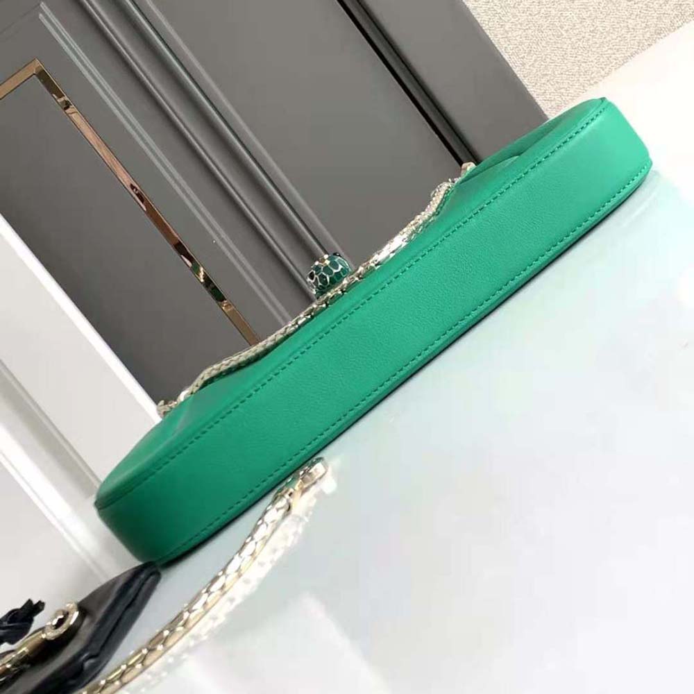 Bvlgari Women Serpenti Baia Small Shoulder Bag in Calf Leather-Green - image 5