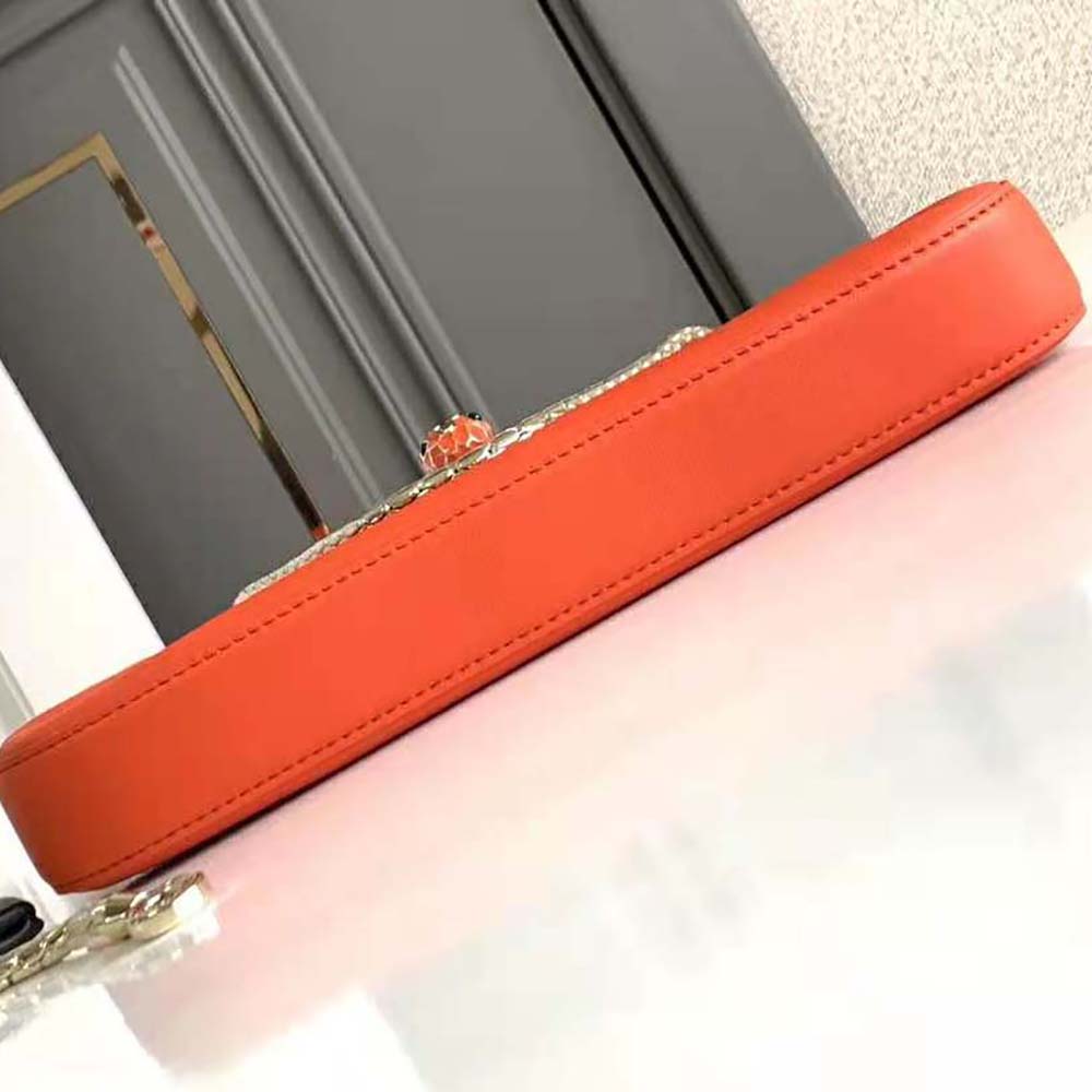 Bvlgari Women Serpenti Baia Small Shoulder Bag in Calf Leather-Orange - image 5