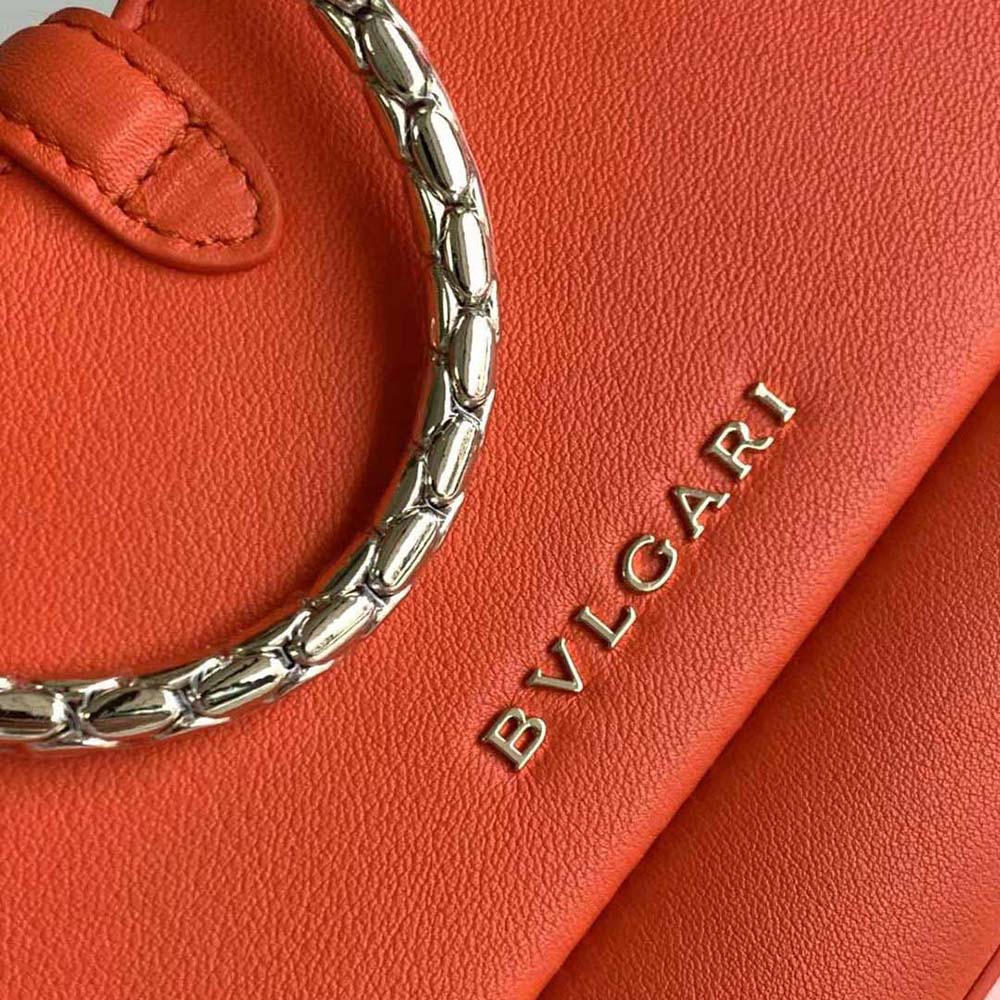 Bvlgari Women Serpenti Baia Small Shoulder Bag in Calf Leather-Orange - image 9