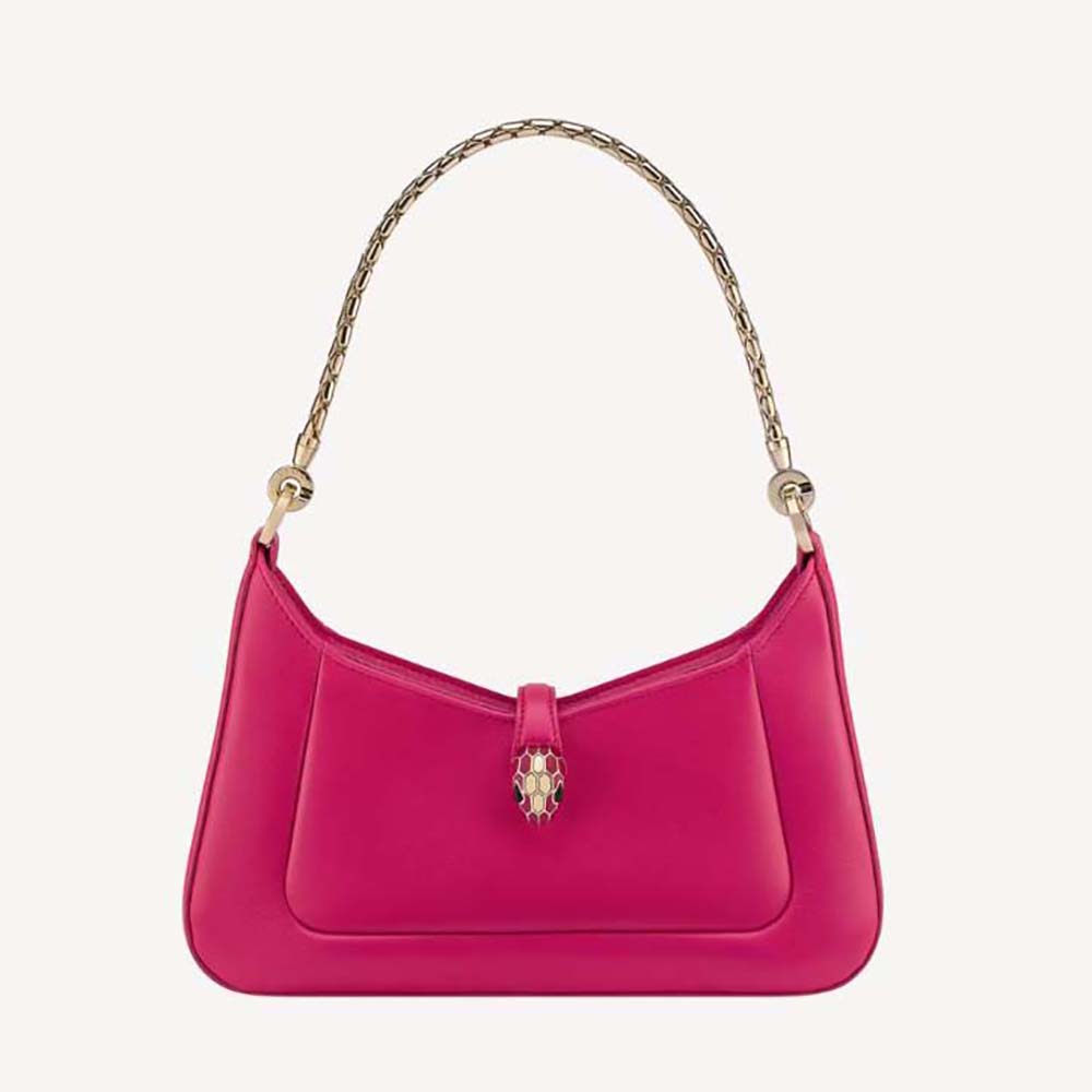 Front view of Bvlgari Women Serpenti Baia Small Shoulder Bag in Pink