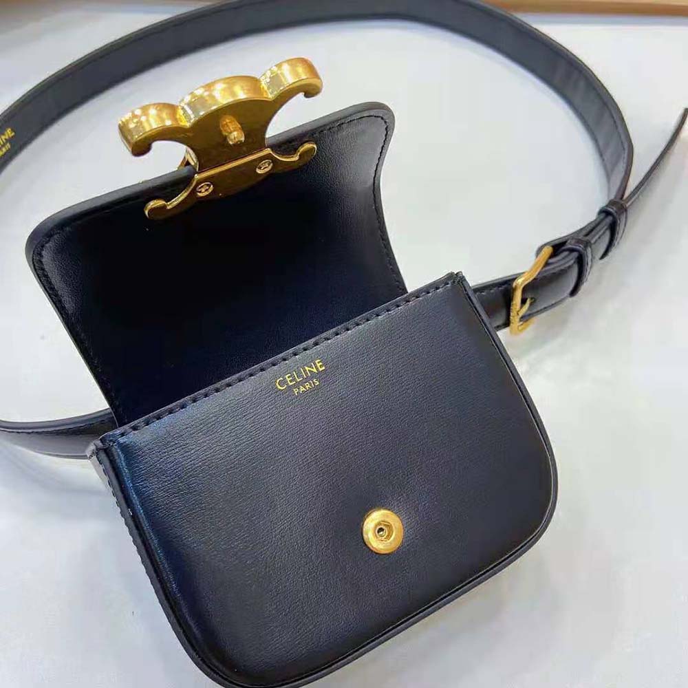 Celine Women Belt Bag Triomphe Belt in Shiny Calfskin-Black - image 9