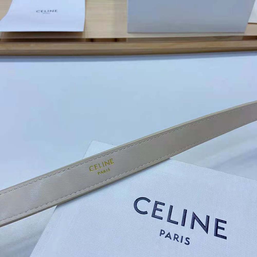 Celine Women Belt Bag Triomphe Belt in Shiny Calfskin-White - image 9