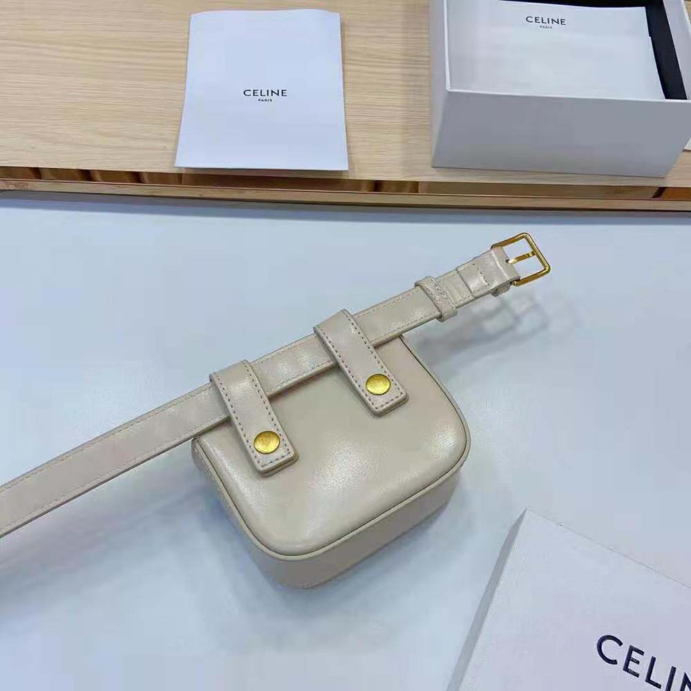 Celine Women Belt Bag Triomphe Belt in Shiny Calfskin-White - image 8