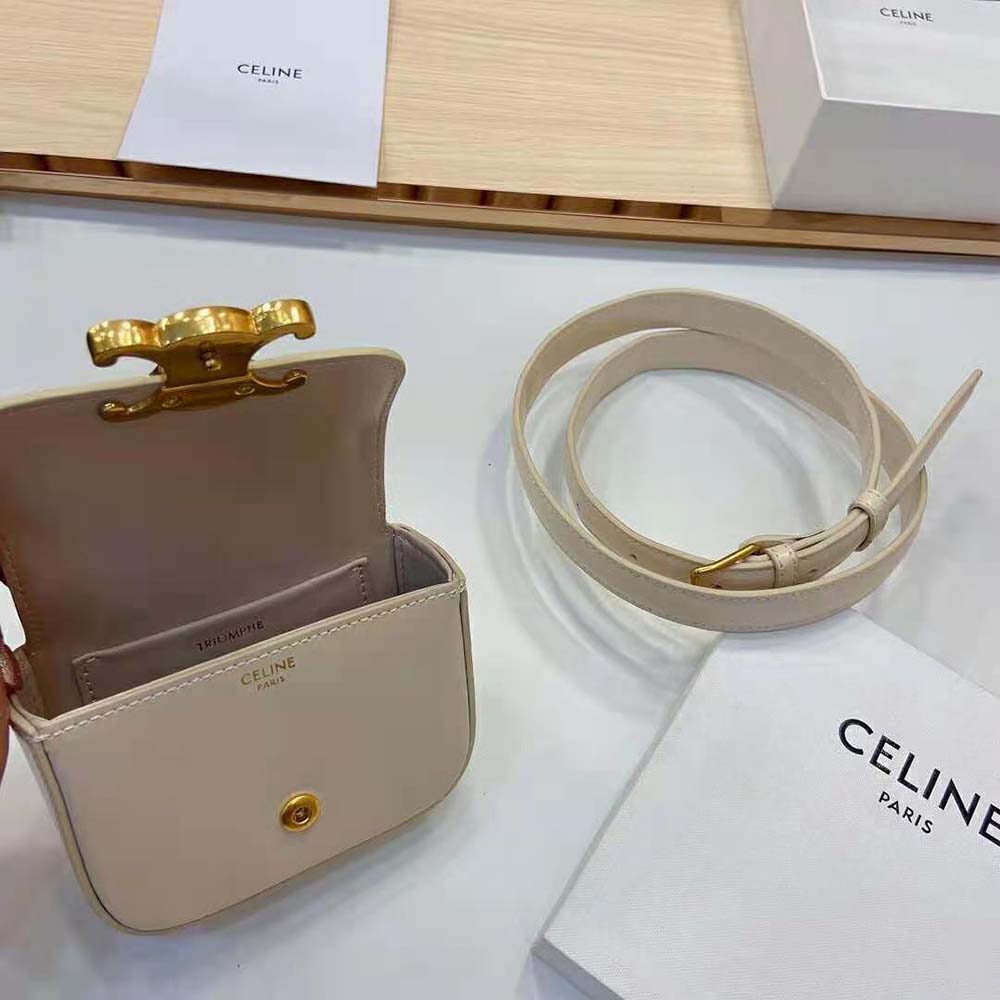 Celine Women Belt Bag Triomphe Belt in Shiny Calfskin-White - image 10