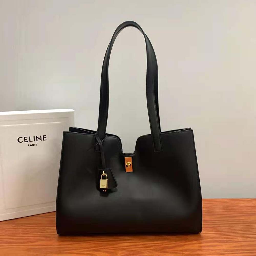 Close-up on gold-tone hardware of Celine Women Cabas 16 bag