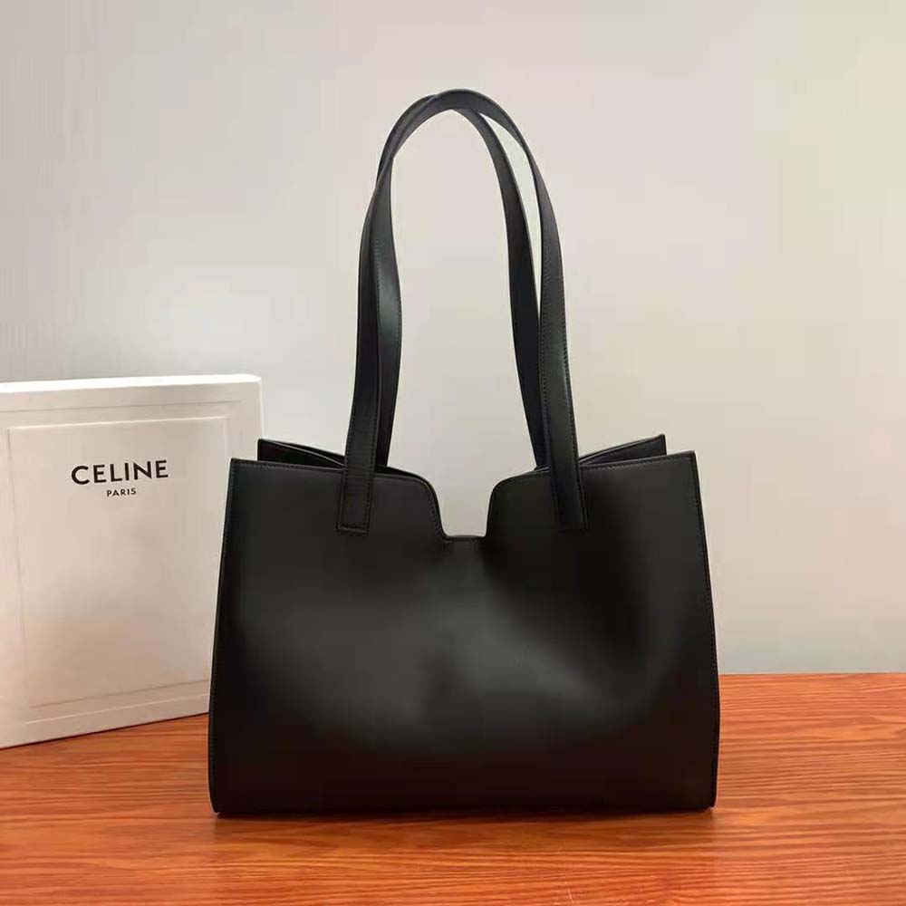 Side profile showing silhouette of Celine Women Cabas 16 Black