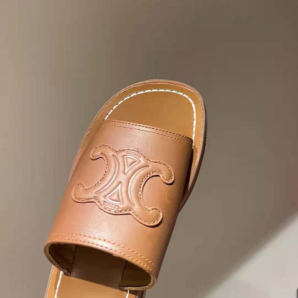 Celine Women Clea Triomphe Slide in Calfskin & Vegetal Tanning - image 5