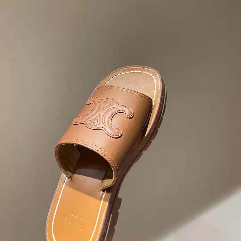 Celine Women Clea Triomphe Slide in Calfskin & Vegetal Tanning - image 6