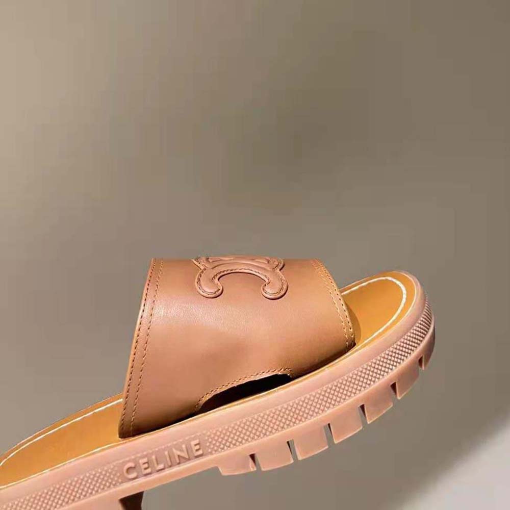Celine Women Clea Triomphe Slide in Calfskin & Vegetal Tanning - image 7