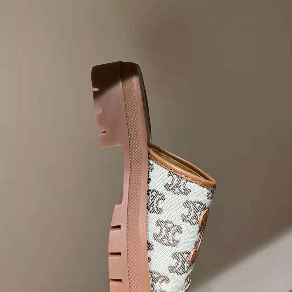 Celine Women Clea Triomphe Slide in Triomphe Stamped Canvas & Calfskin - image 9