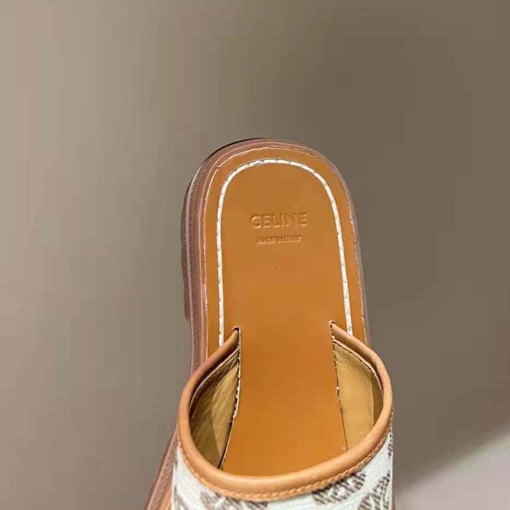 Celine Women Clea Triomphe Slide in Triomphe Stamped Canvas & Calfskin - image 7