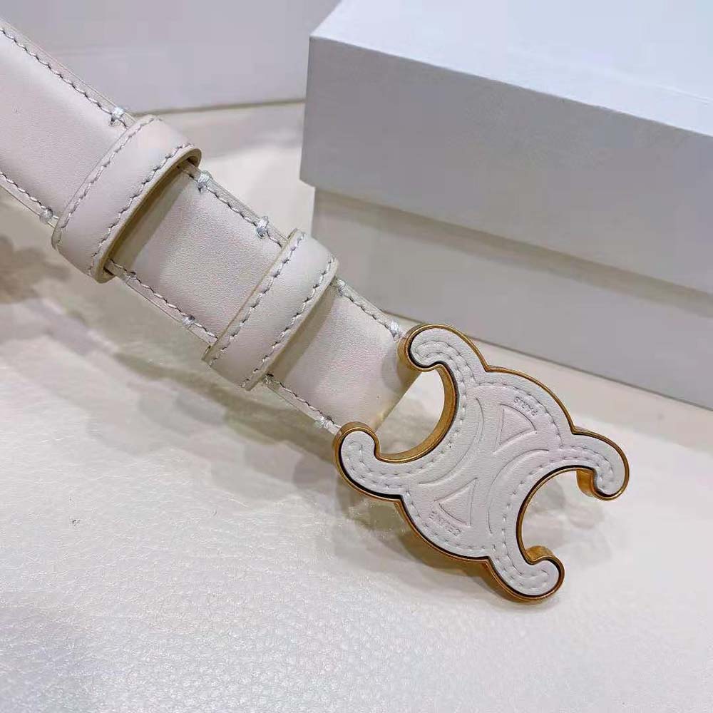 Celine Women Medium Cuir Triomphe Belt in Smooth Calfskin-White - image 6