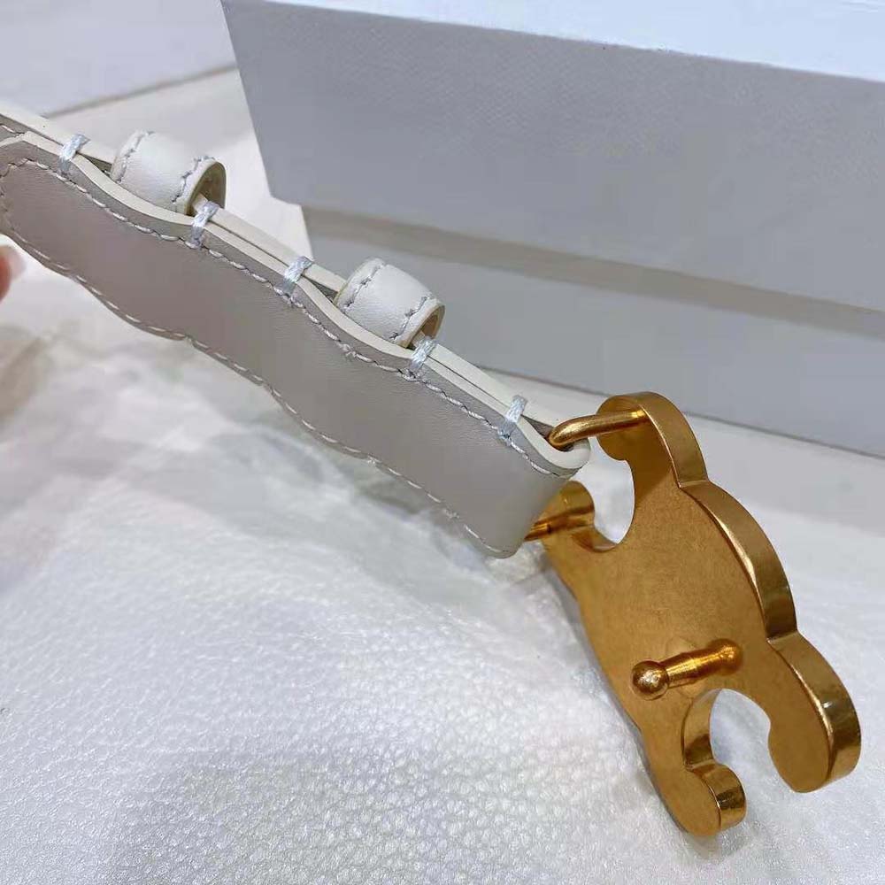 Celine Women Medium Cuir Triomphe Belt in Smooth Calfskin-White - image 7