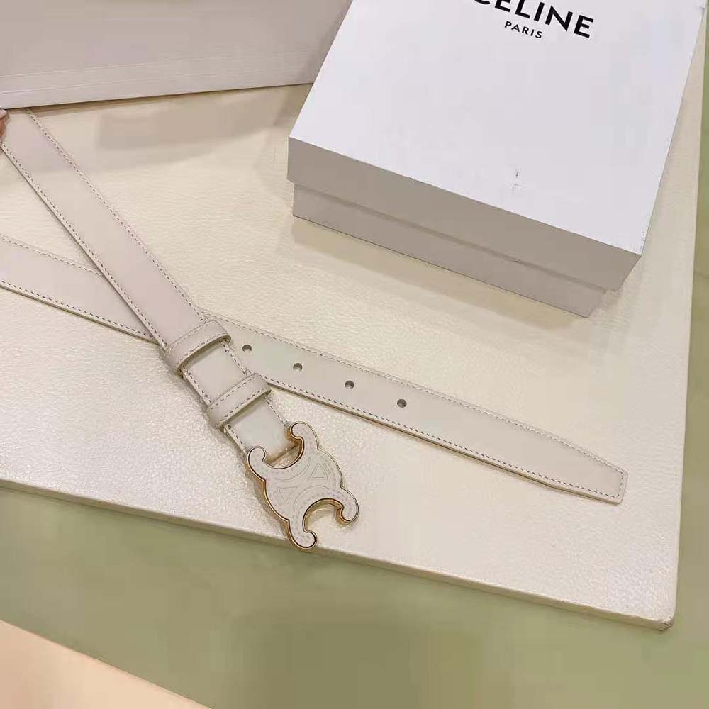 Celine Women Medium Cuir Triomphe Belt in Smooth Calfskin-White - image 4