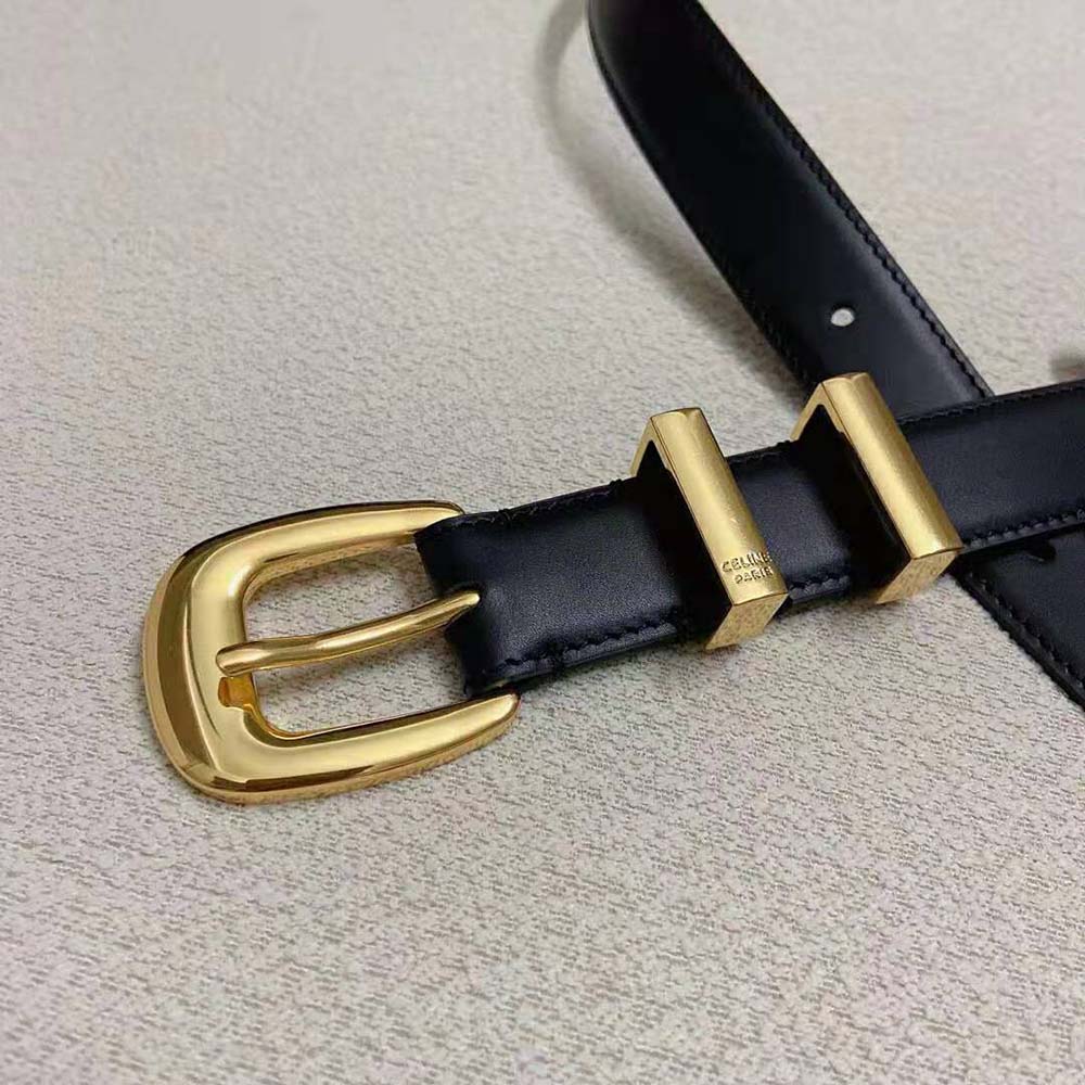 Celine Women Medium Western Belt in Smooth Calfskin-Gold - image 10
