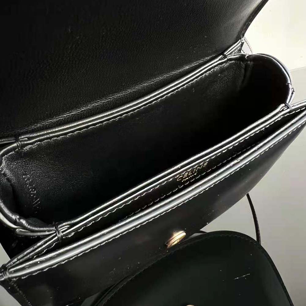 Celine Women Mini Besace Triomphe in Shiny Calfskin-Black - image 7