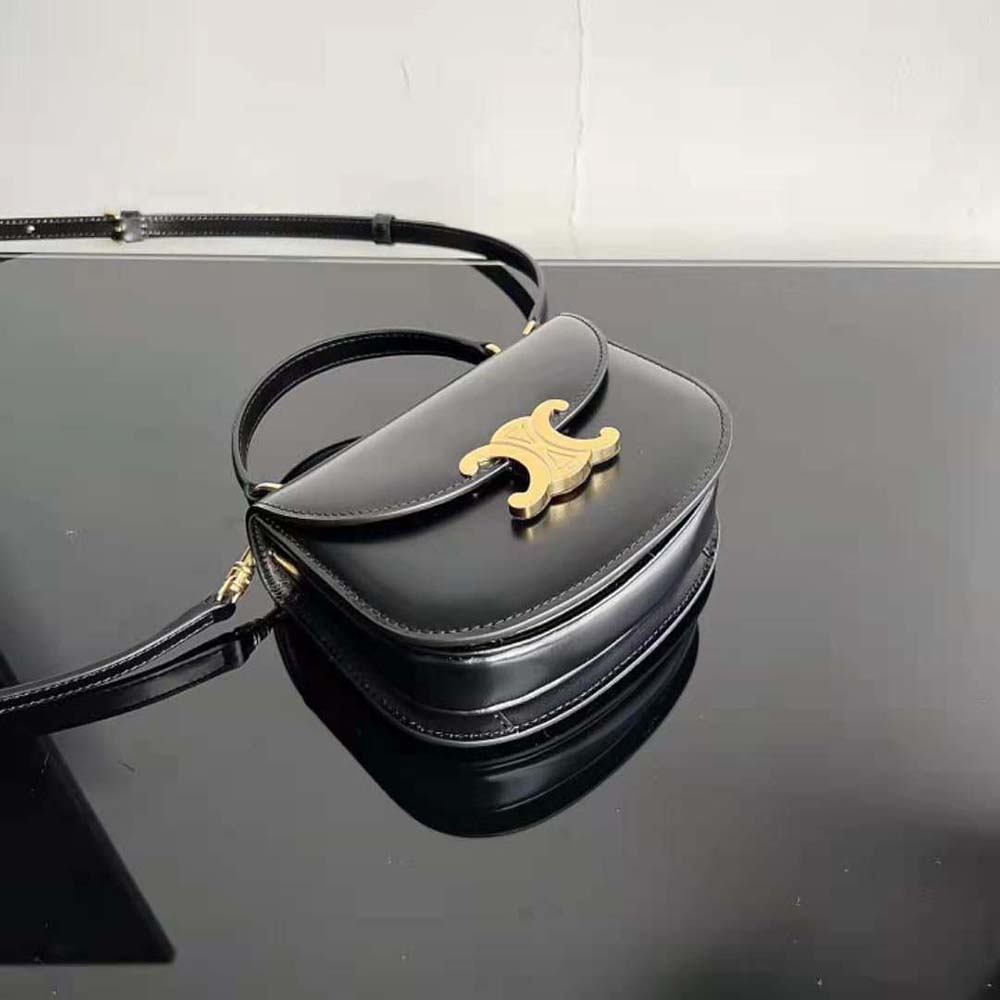 Celine Women Mini Besace Triomphe in Shiny Calfskin-Black - image 4