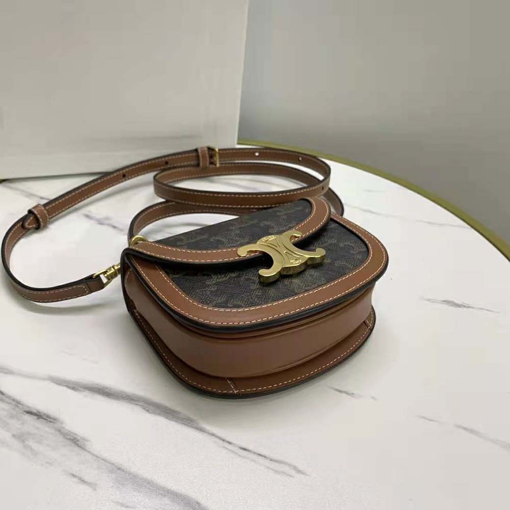 Celine Women Mini Besace Triomphe in Shiny Calfskin-Brown - image 5