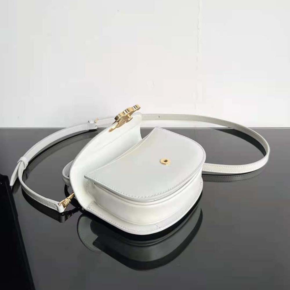 Celine Women Mini Besace Triomphe in Shiny Calfskin-White - image 5