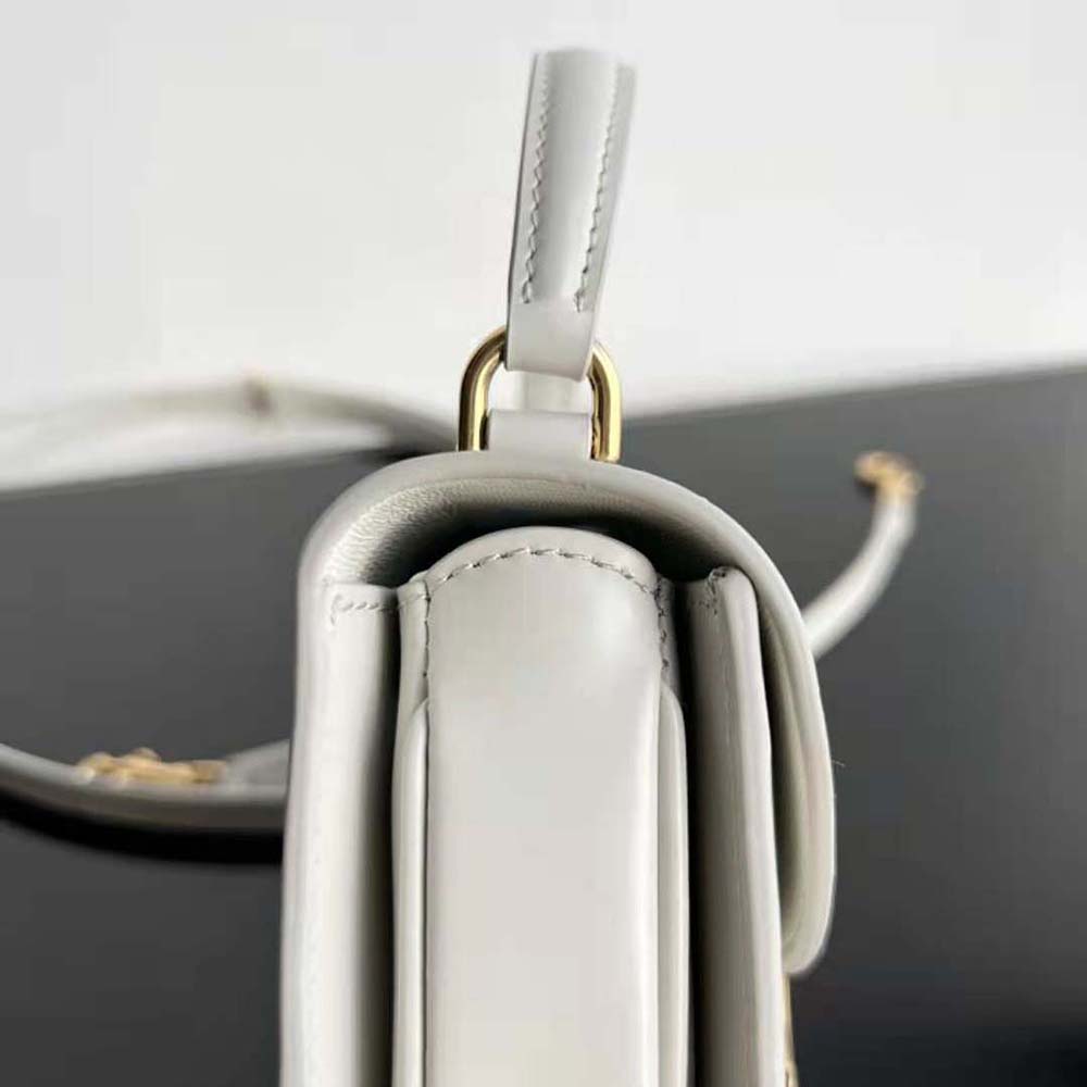 Celine Women Mini Besace Triomphe in Shiny Calfskin-White - image 7