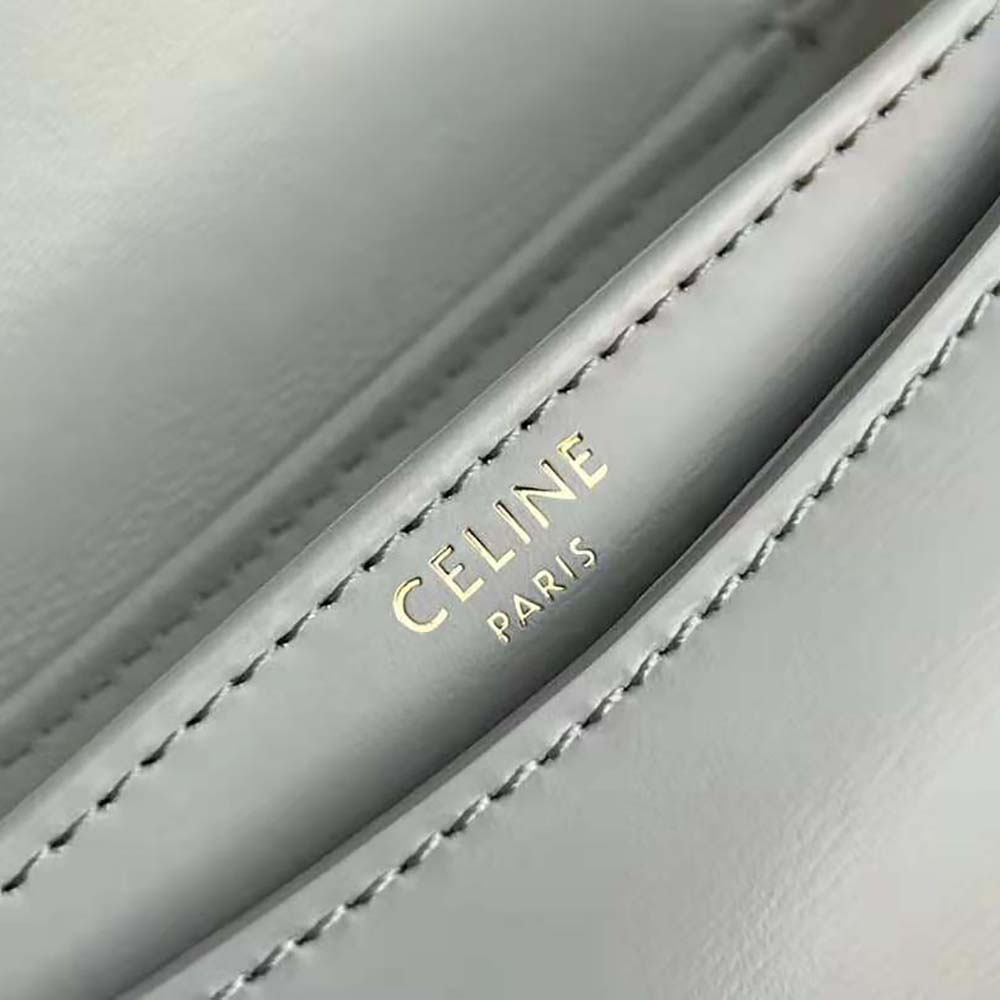 Celine Women Mini Besace Triomphe in Shiny Calfskin-White - image 9