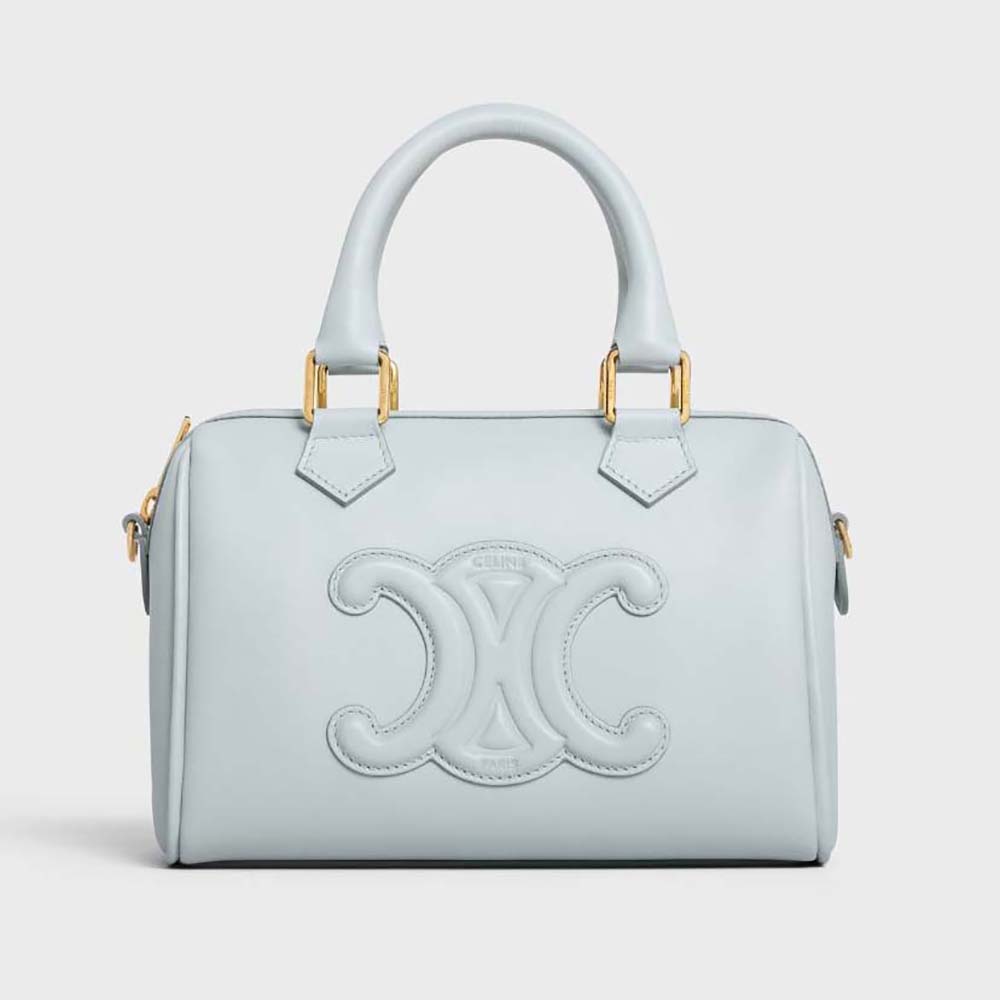 Front view of Celine Women Small Boston Cuir Triomphe in blue