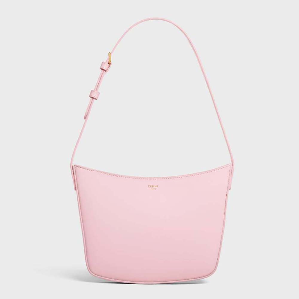 Front view of Celine Women Small Boston Cuir Triomphe bag in smooth pink calfskin