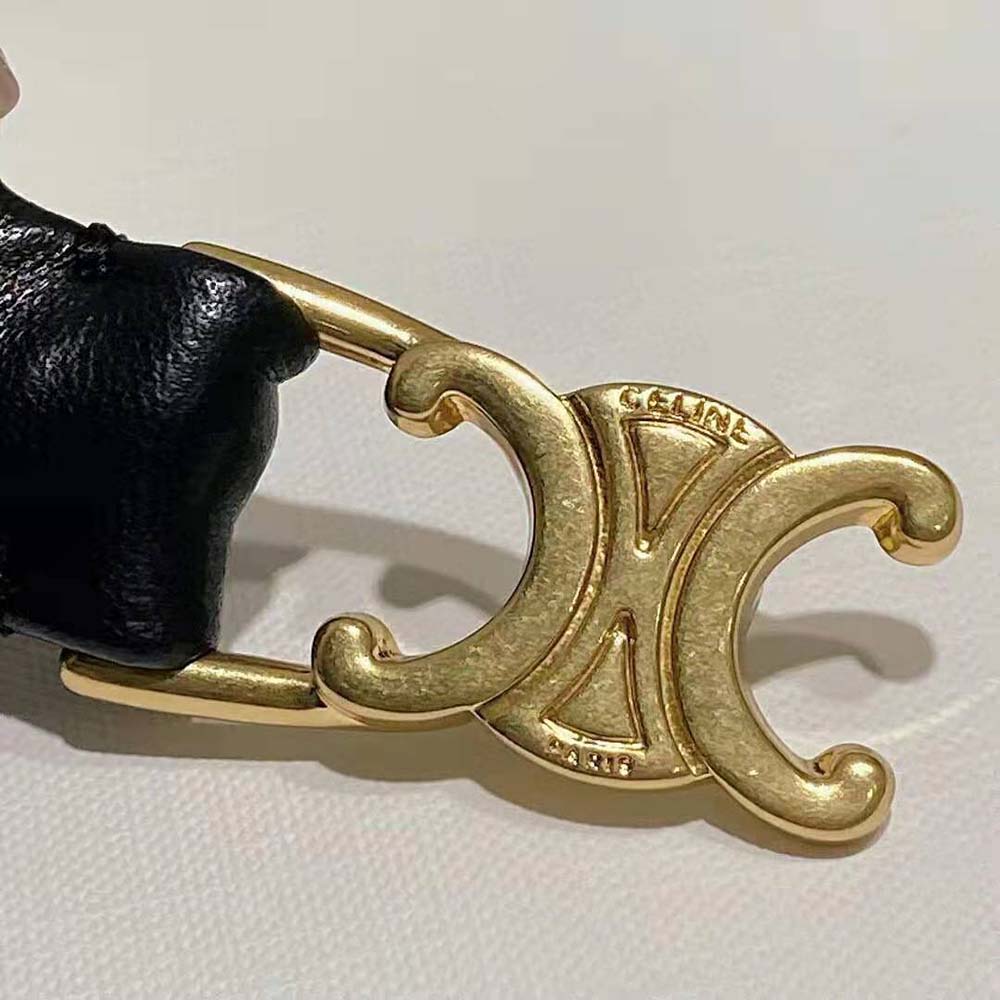 Celine Women Small Triomphe Scrunchy Belt in Lambskin-Black - image 7