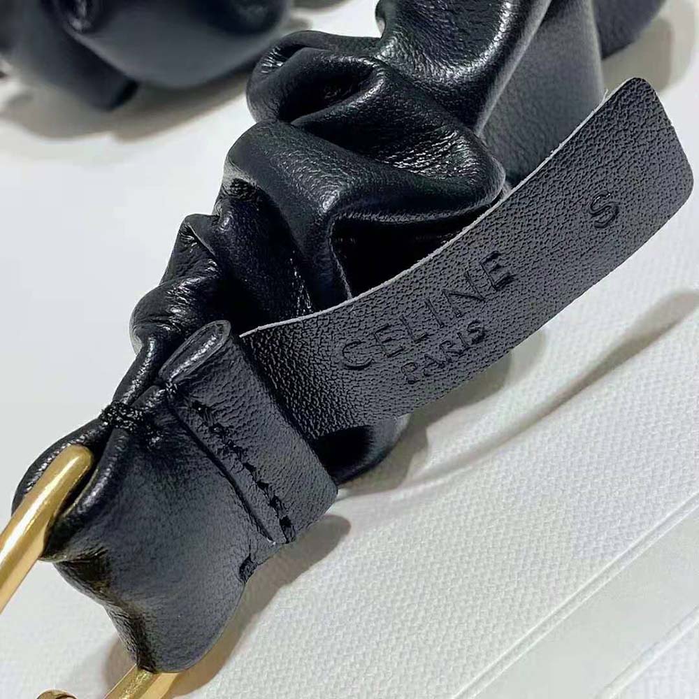 Celine Women Small Triomphe Scrunchy Belt in Lambskin-Black - image 5