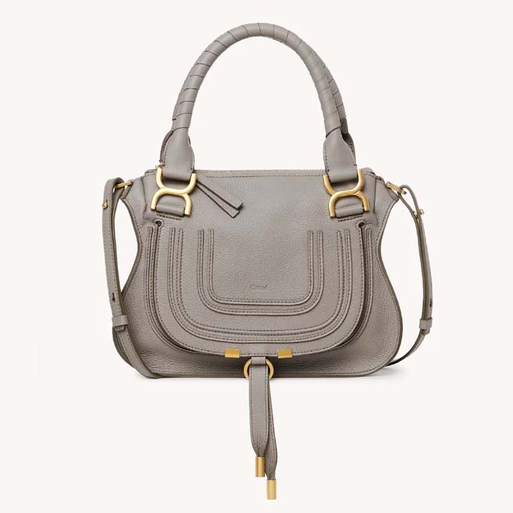 Front view of Chloe Women Marcie Small Double Carry Bag-Silver