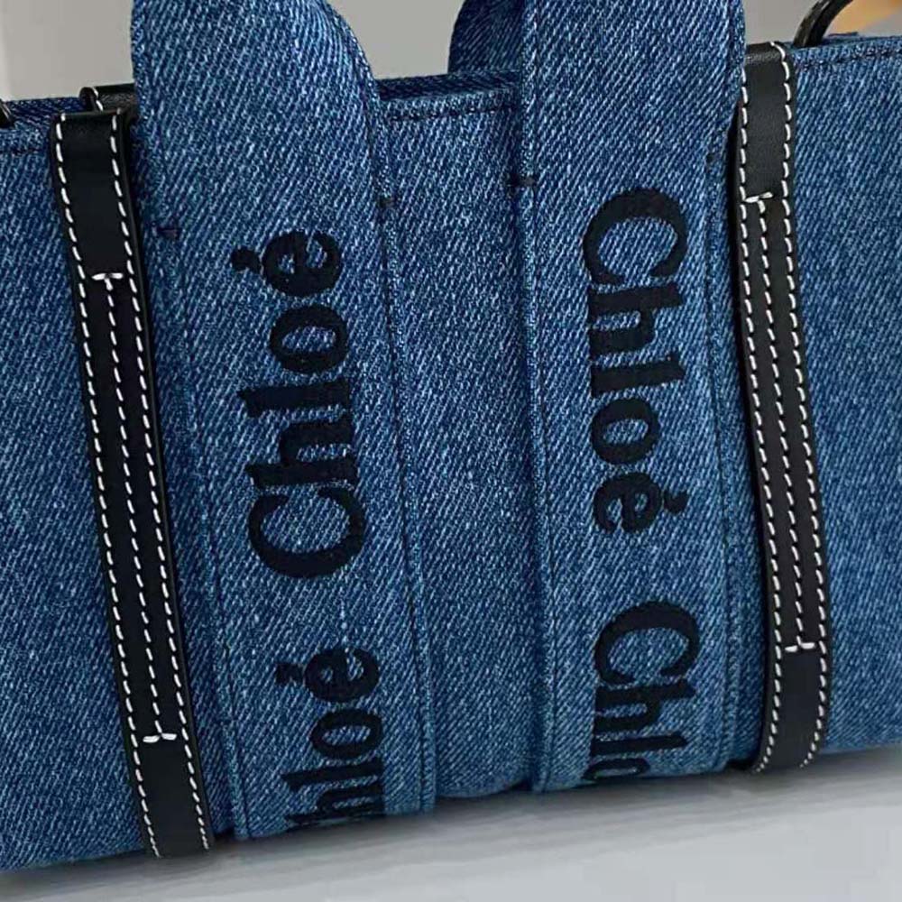 Chloe Women Small Woody Tote Bag-Navy - image 7